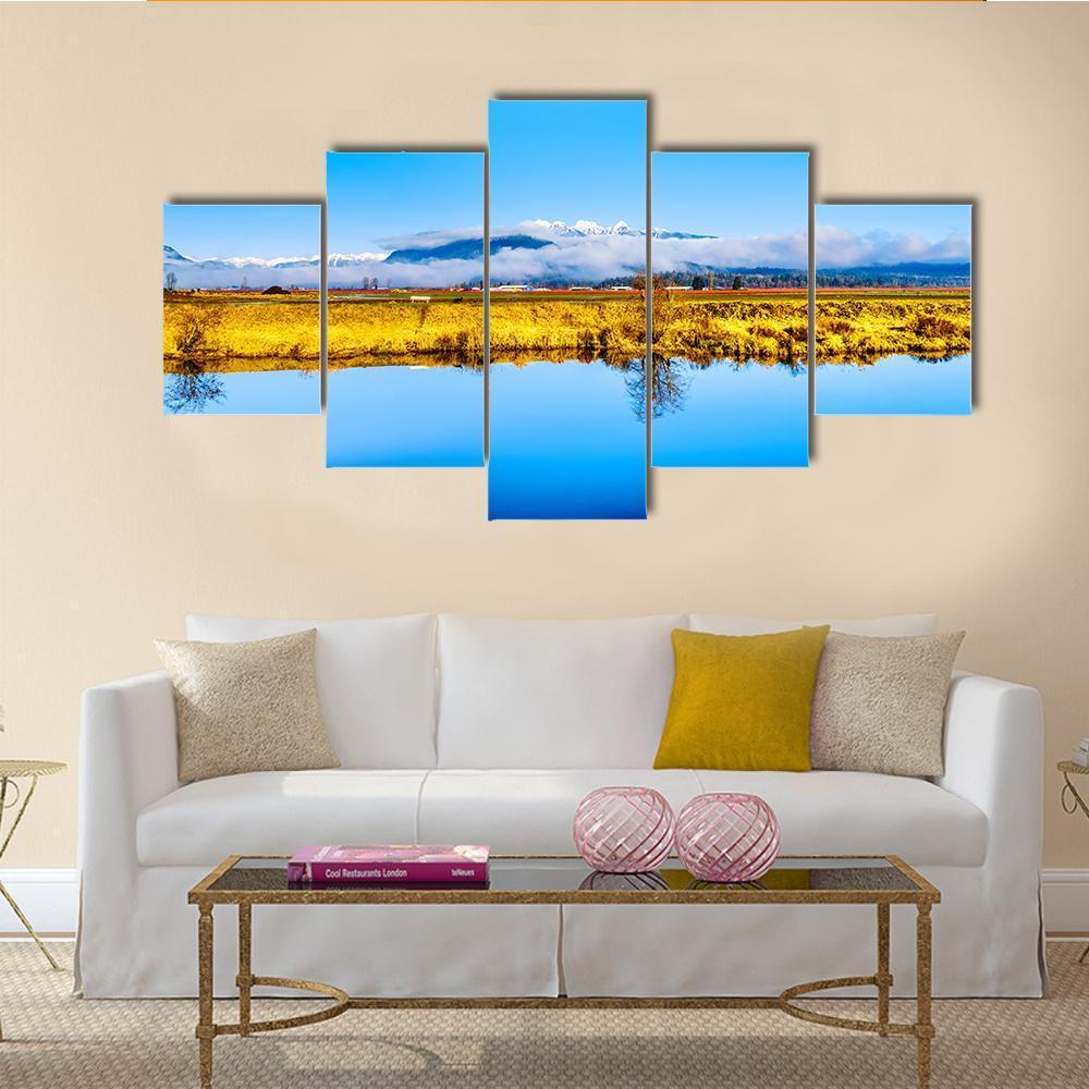 Smooth Surface Of Alouette River Canvas Wall Art-5 Star-Gallery Wrap-62" x 32"-Tiaracle