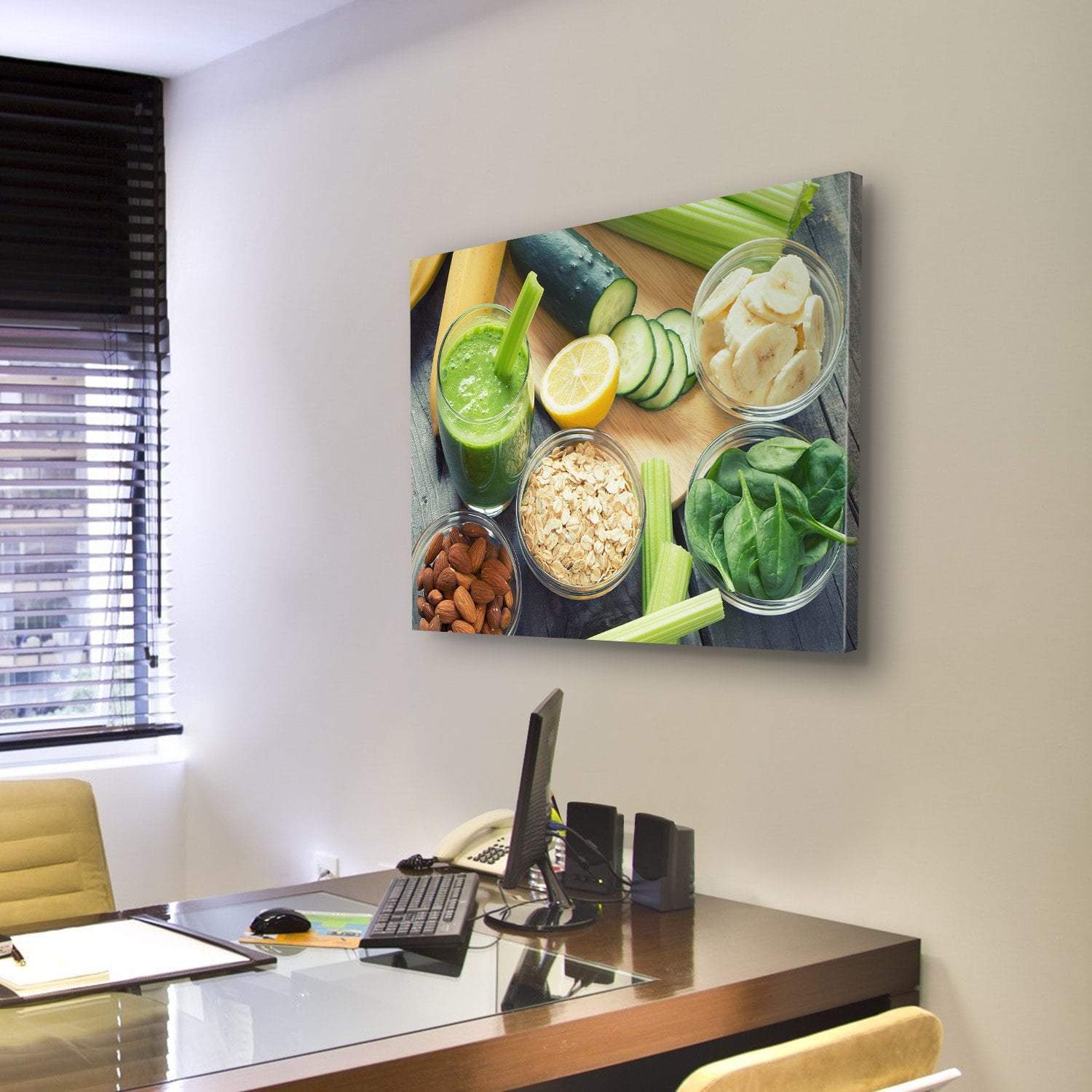 Smoothie With Fruits And Vegetables Canvas Wall Art-4 Pop-Gallery Wrap-50" x 32"-Tiaracle
