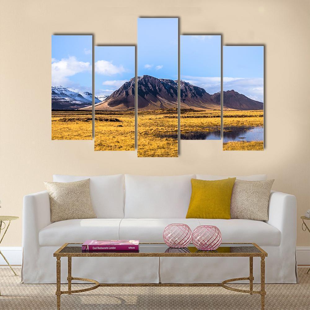 Snaefellsjoekull National Park In Iceland Canvas Wall Art-5 Pop-Gallery Wrap-47" x 32"-Tiaracle