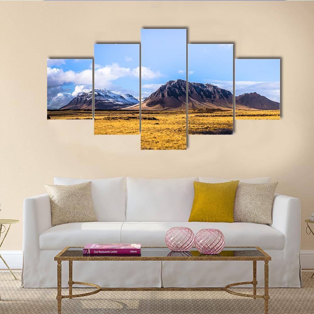 Snaefellsjoekull National Park In Iceland Canvas Wall Art-5 Star-Gallery Wrap-62" x 32"-Tiaracle