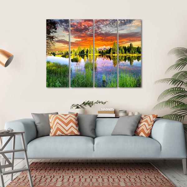 Snake River & Tetons Canvas Wall Art-4 Horizontal-Gallery Wrap-34" x 24"-Tiaracle