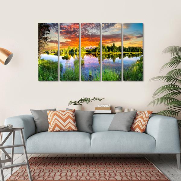 Snake River &amp; Tetons Canvas Wall Art-5 Horizontal-Gallery Wrap-22" x 12"-Tiaracle
