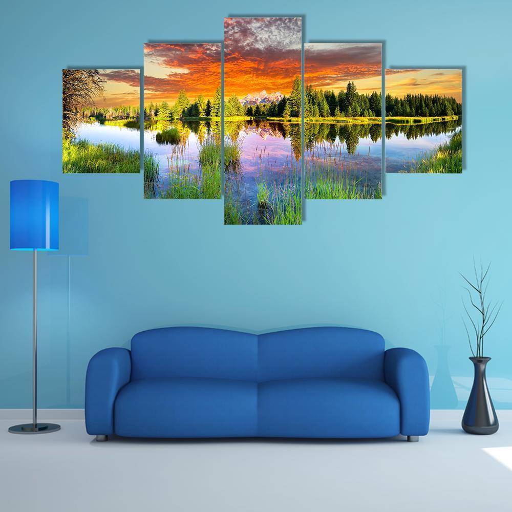 Snake River & Tetons Canvas Wall Art-3 Horizontal-Gallery Wrap-37" x 24"-Tiaracle