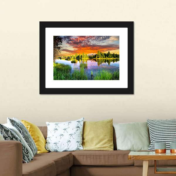 Snake River & Tetons Panoramic Canvas Wall Art-1 Piece-36" x 12"-Tiaracle