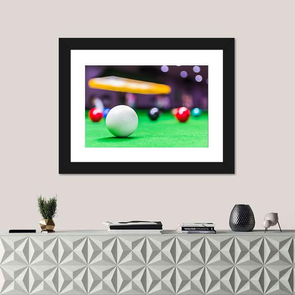 Snooker Ball On Snooker Table Canvas Wall Art-1 Piece-Framed Print-20&quot; x 16&quot;-Tiaracle