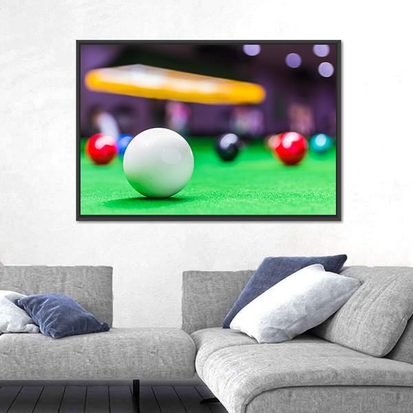 Snooker Ball On Snooker Table Canvas Wall Art-3 Horizontal-Gallery Wrap-25&quot; x 16&quot;-Tiaracle