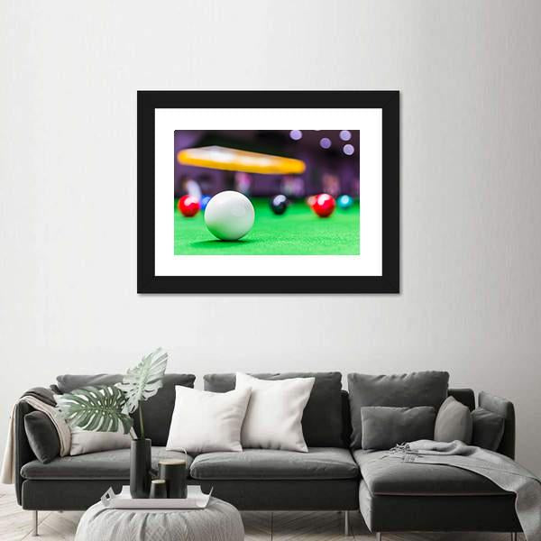 Snooker Ball On Snooker Table Canvas Wall Art-3 Horizontal-Gallery Wrap-25&quot; x 16&quot;-Tiaracle