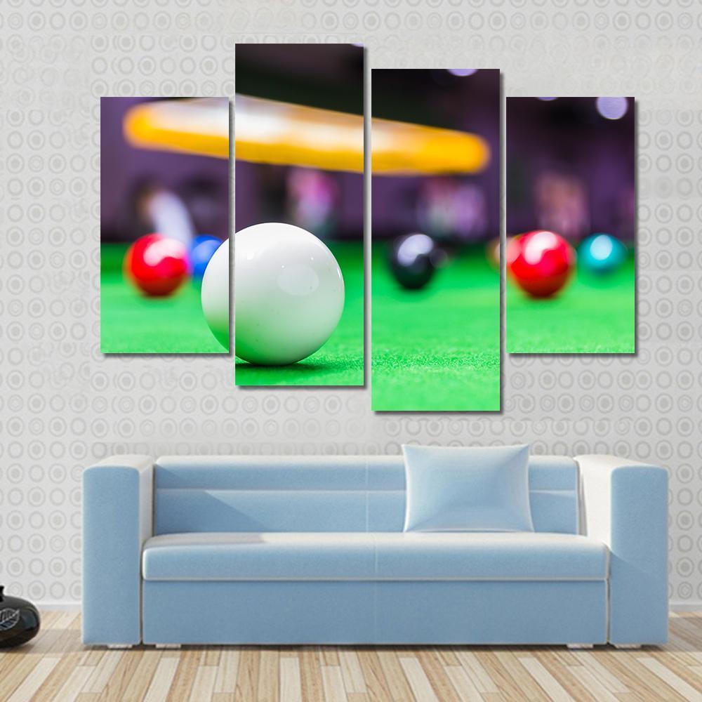 Snooker Ball On Snooker Table Canvas Wall Art-4 Pop-Gallery Wrap-50&quot; x 32&quot;-Tiaracle