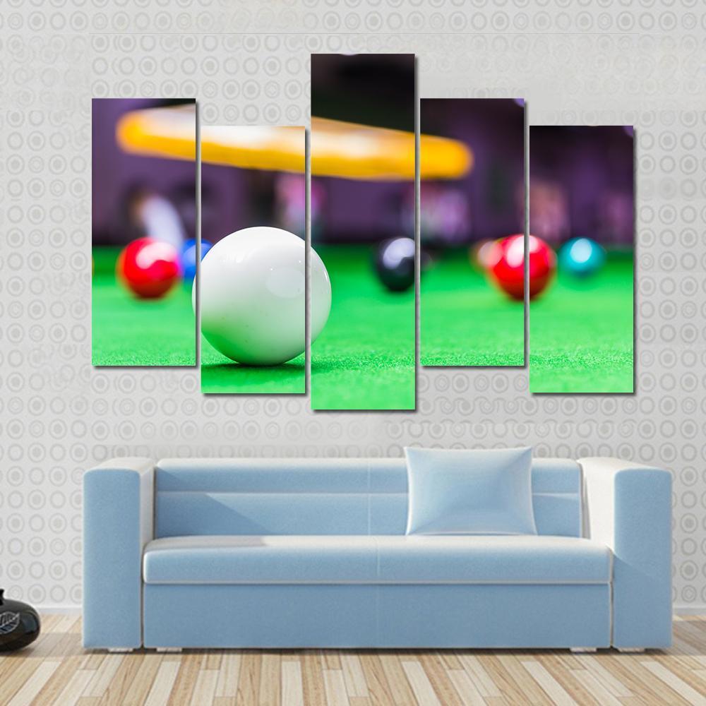 Snooker Ball On Snooker Table Canvas Wall Art-5 Pop-Gallery Wrap-47&quot; x 32&quot;-Tiaracle