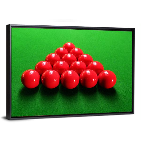 Snooker Balls Arranged In Triangular Shape Ready For Play Canvas Wall Art-3 Horizontal-Gallery Wrap-25&quot; x 16&quot;-Tiaracle