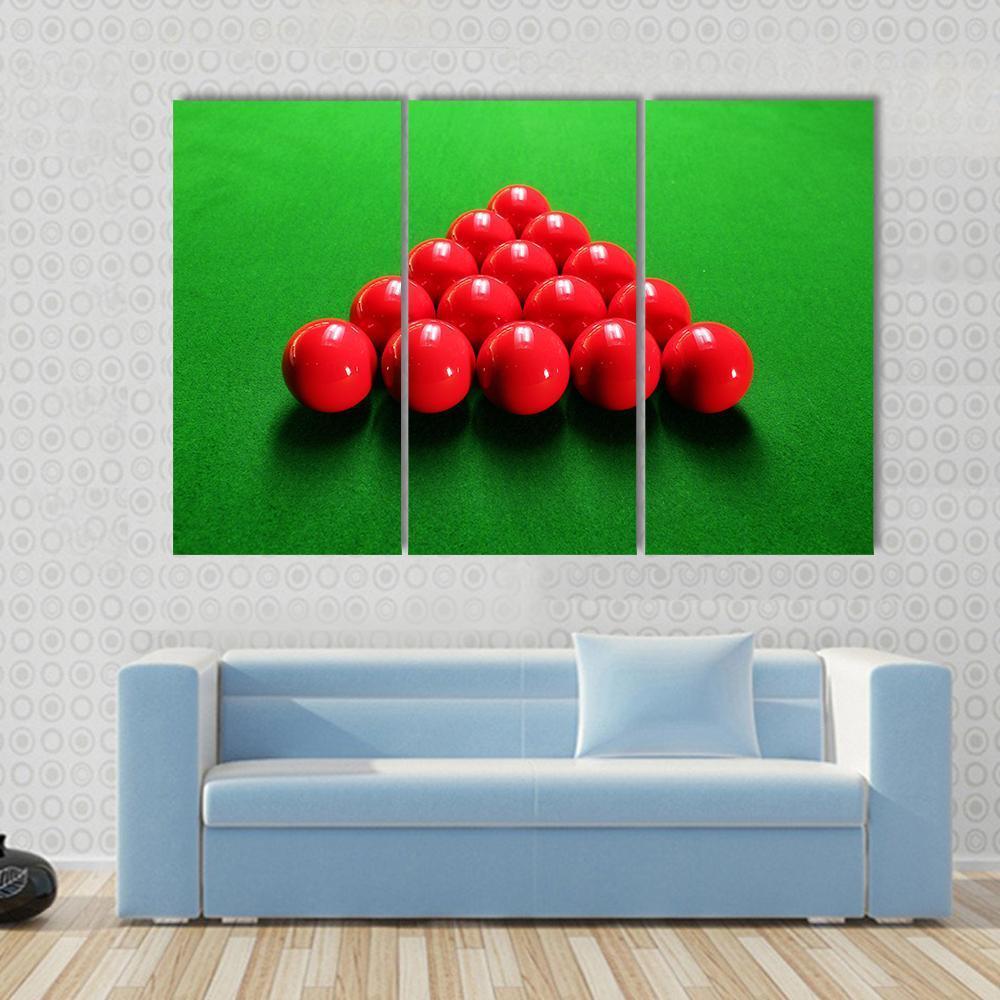 Snooker Balls Arranged In Triangular Shape Ready For Play Canvas Wall Art-3 Horizontal-Gallery Wrap-37&quot; x 24&quot;-Tiaracle