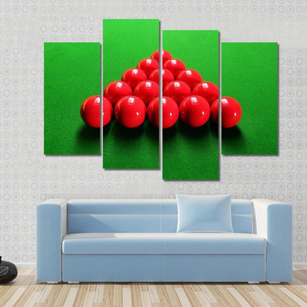 Snooker Balls Arranged In Triangular Shape Ready For Play Canvas Wall Art-4 Pop-Gallery Wrap-50&quot; x 32&quot;-Tiaracle