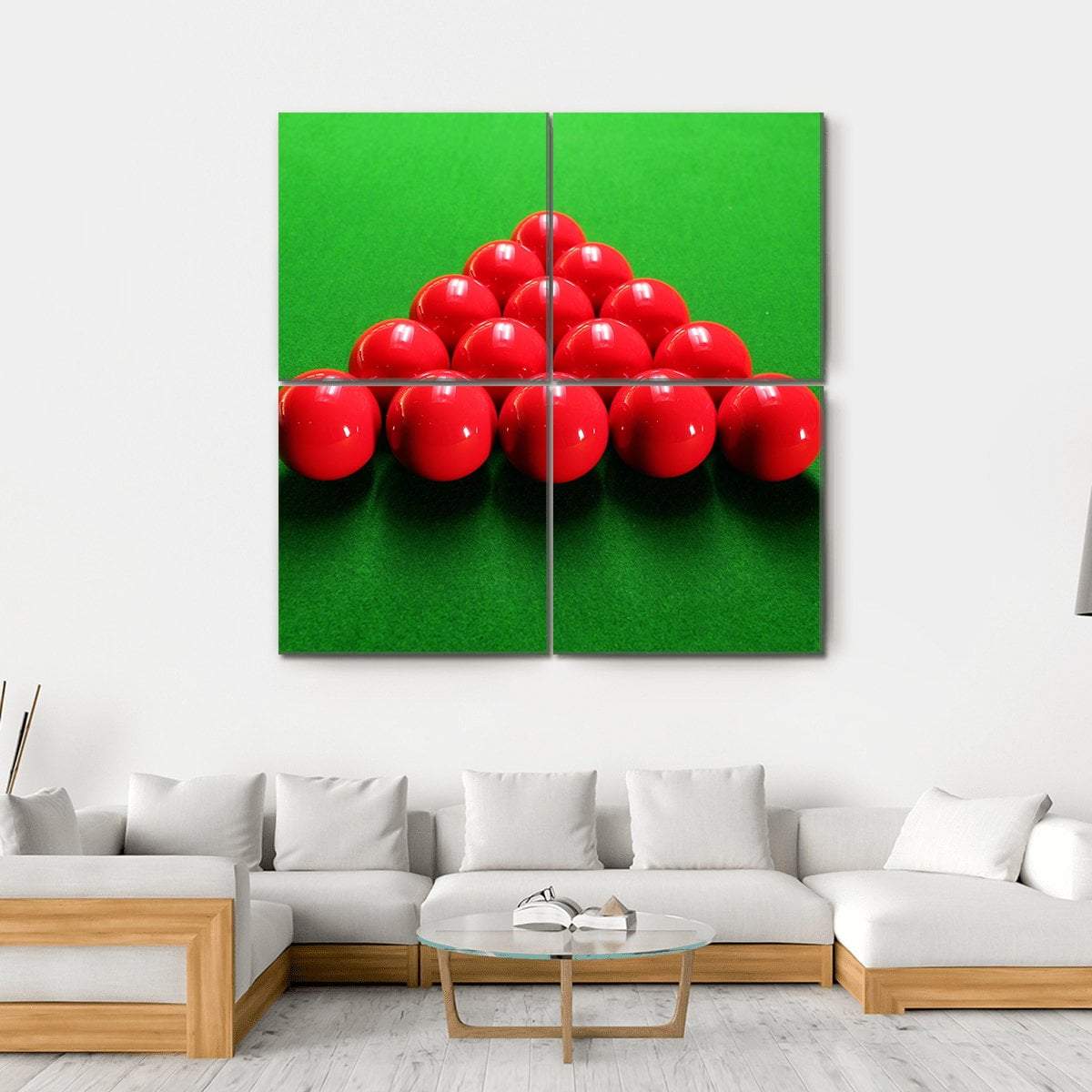 Snooker Balls Arranged In Triangular Shape Ready For Play Canvas Wall Art-4 Square-Gallery Wrap-17&quot; x 17&quot;-Tiaracle