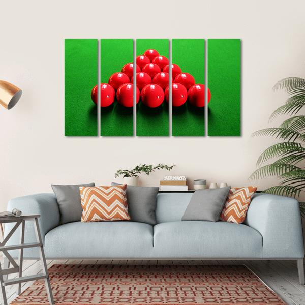 Snooker Balls Arranged In Triangular Shape Ready For Play Canvas Wall Art-5 Horizontal-Gallery Wrap-22&quot; x 12&quot;-Tiaracle