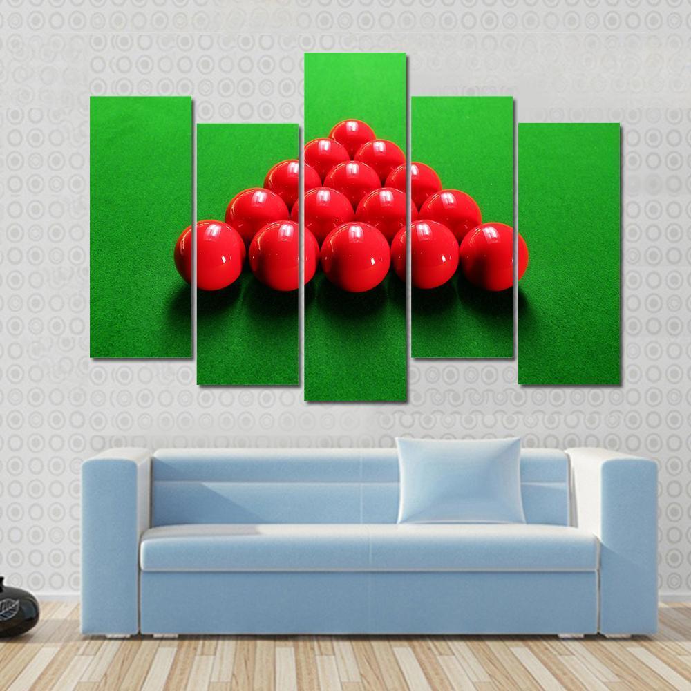 Snooker Balls Arranged In Triangular Shape Ready For Play Canvas Wall Art-5 Pop-Gallery Wrap-47&quot; x 32&quot;-Tiaracle