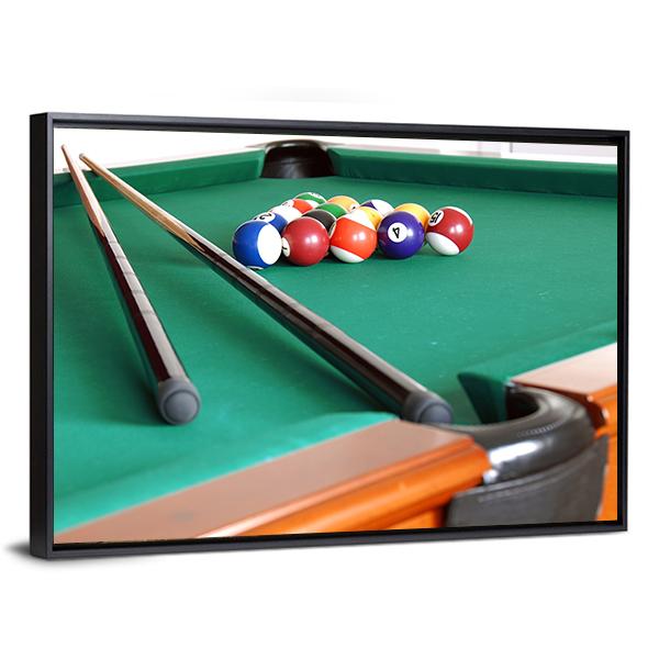 Snooker Balls &amp; Cue Canvas Wall Art-5 Horizontal-Gallery Wrap-22&quot; x 12&quot;-Tiaracle
