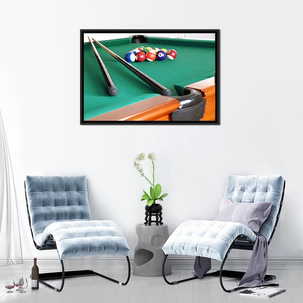 Snooker Balls &amp; Cue Canvas Wall Art-5 Horizontal-Gallery Wrap-22&quot; x 12&quot;-Tiaracle