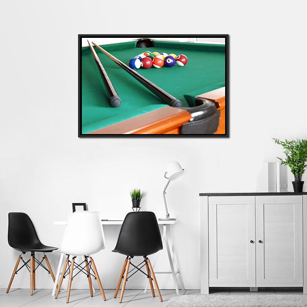 Snooker Balls &amp; Cue Canvas Wall Art-5 Horizontal-Gallery Wrap-22&quot; x 12&quot;-Tiaracle