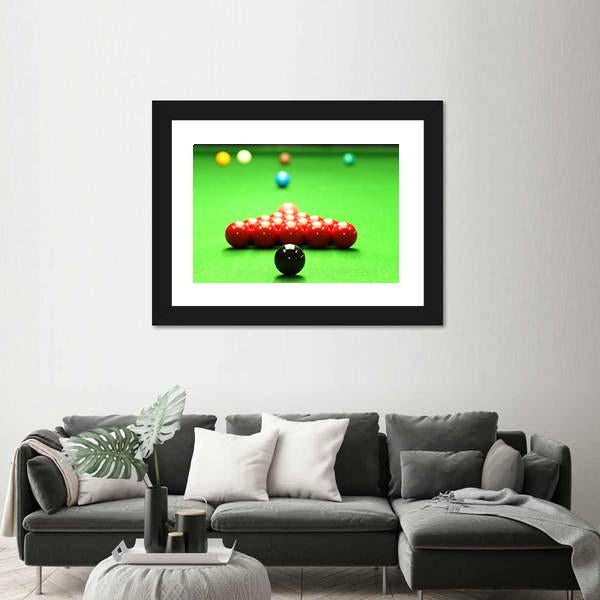Snooker Balls Ready For Shot Canvas Wall Art-3 Horizontal-Gallery Wrap-25&quot; x 16&quot;-Tiaracle