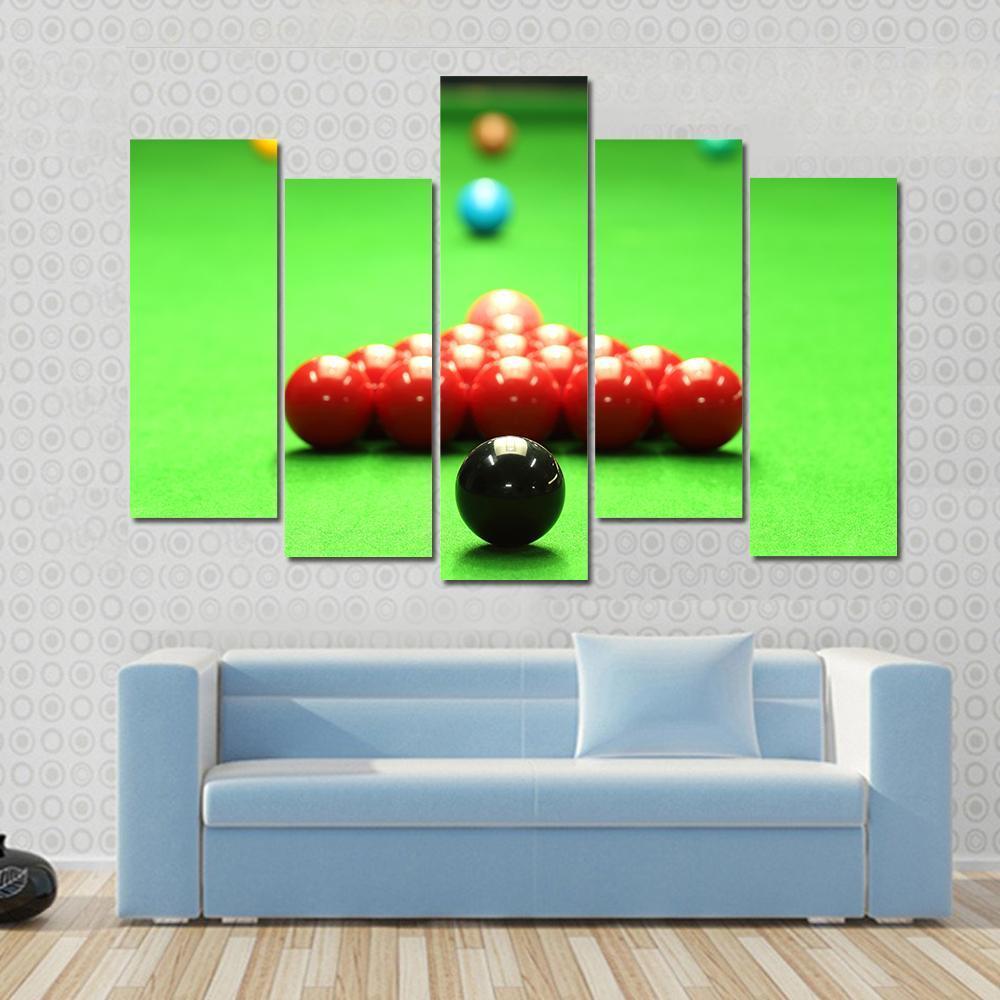 Snooker Balls Ready For Shot Canvas Wall Art-5 Pop-Gallery Wrap-47&quot; x 32&quot;-Tiaracle