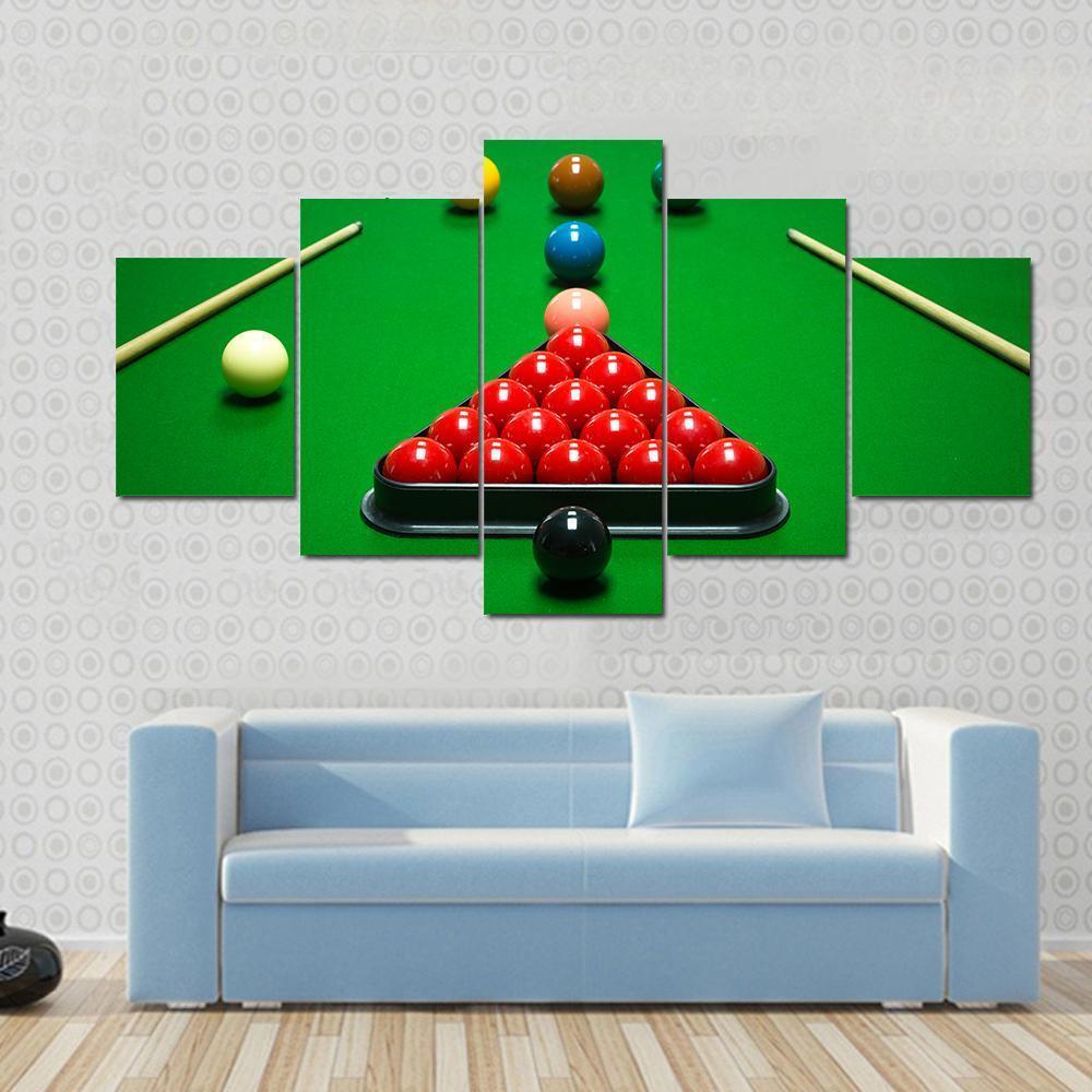 Snooker Balls Set On A Green Table Canvas Wall Art-5 Pop-Gallery Wrap-47" x 32"-Tiaracle