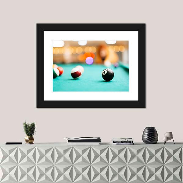 Snooker Eight Ball Pool Canvas Wall Art-1 Piece-Framed Print-20&quot; x 16&quot;-Tiaracle