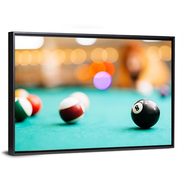 Snooker Eight Ball Pool Canvas Wall Art-3 Horizontal-Gallery Wrap-25&quot; x 16&quot;-Tiaracle