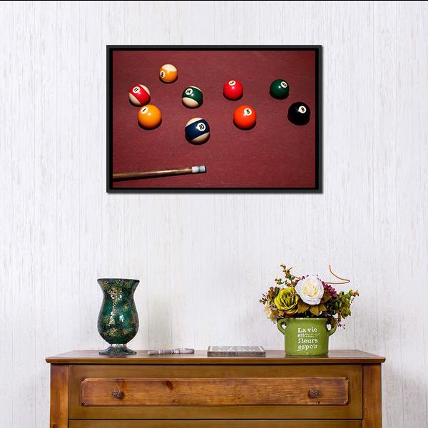 Snooker Pool Canvas Wall Art-1 Piece-Floating Frame-24&quot; x 16&quot;-Tiaracle