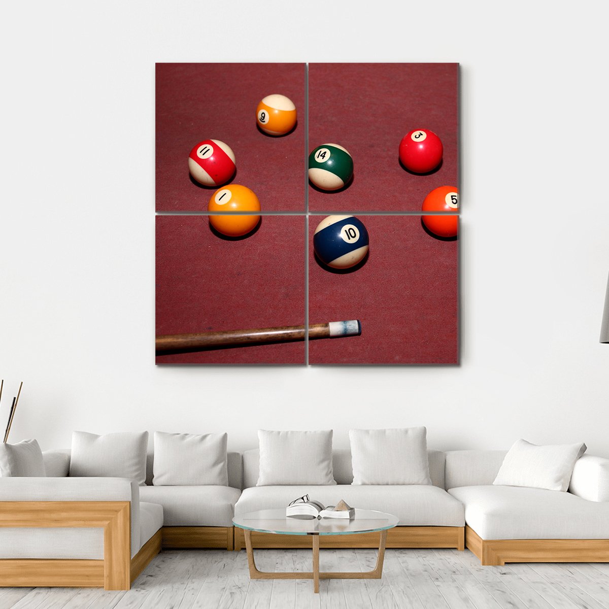 Snooker Pool Canvas Wall Art-4 Square-Gallery Wrap-17" x 17"-Tiaracle