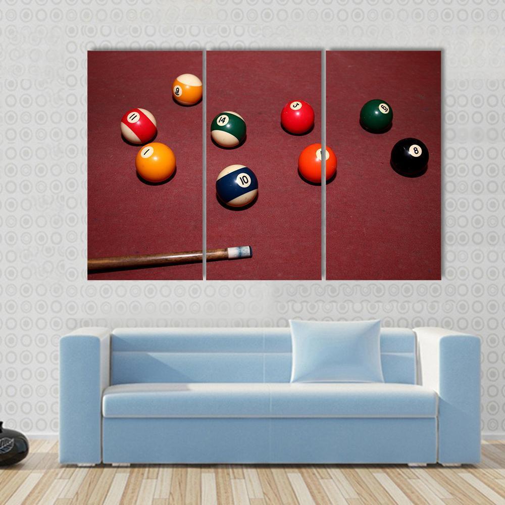 Snooker Pool Canvas Wall Art-3 Horizontal-Gallery Wrap-37&quot; x 24&quot;-Tiaracle