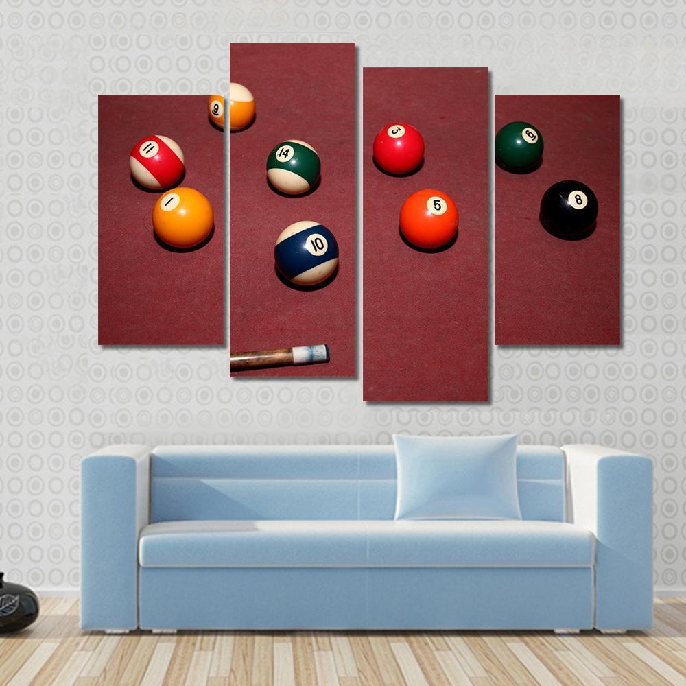 Snooker Pool Canvas Wall Art-4 Pop-Gallery Wrap-50&quot; x 32&quot;-Tiaracle