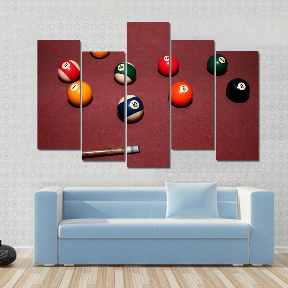 Snooker Pool Canvas Wall Art-5 Pop-Gallery Wrap-47" x 32"-Tiaracle