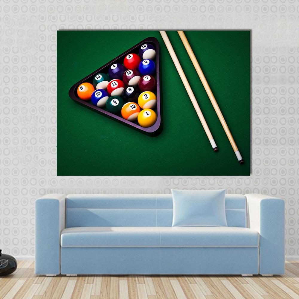 Snooker Table Canvas Wall Art-1 Piece-Gallery Wrap-48&quot; x 32&quot;-Tiaracle