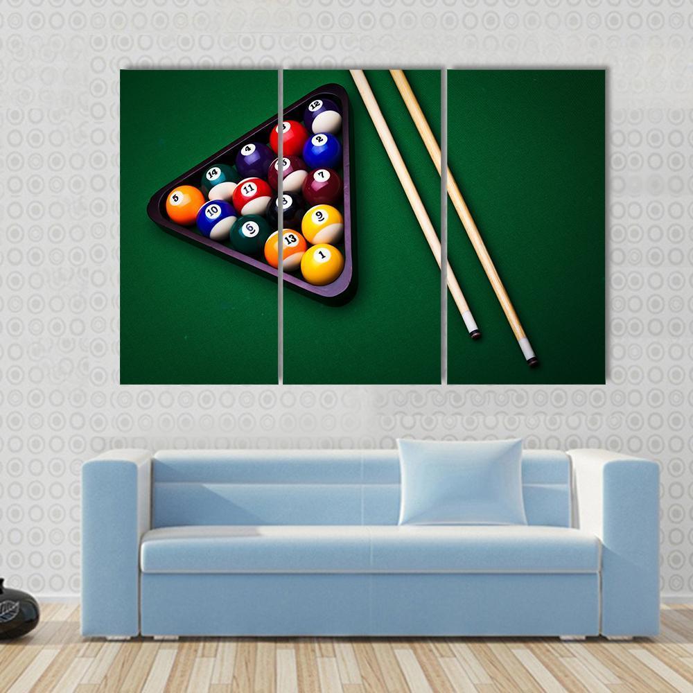 Snooker Table Canvas Wall Art-3 Horizontal-Gallery Wrap-37&quot; x 24&quot;-Tiaracle