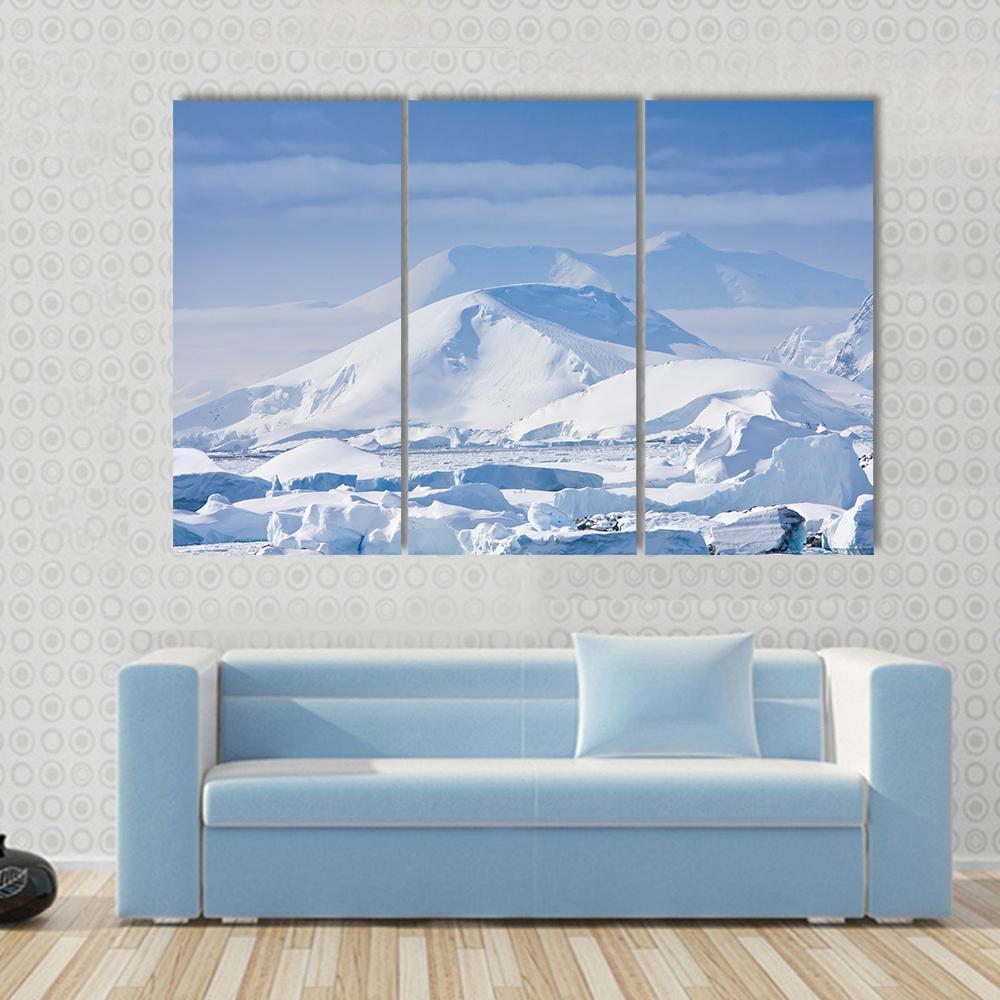 Snow Capped Mountains Canvas Wall Art-4 Pop-Gallery Wrap-50" x 32"-Tiaracle