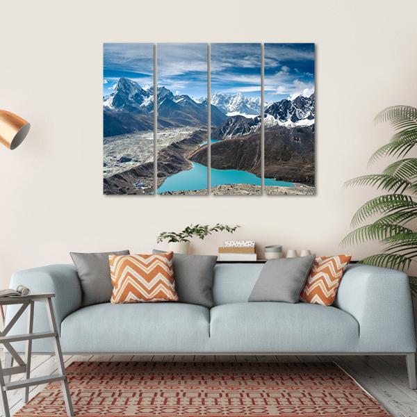 Snow-Capped Mountains With Lake Nepal Canvas Wall Art-4 Horizontal-Gallery Wrap-34" x 24"-Tiaracle