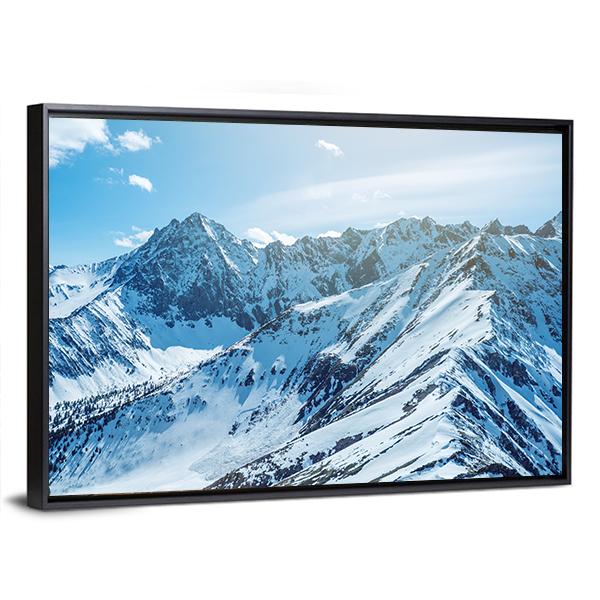 Snow Capped Peaks Of Rocky Mountains Canvas Wall Art-3 Horizontal-Gallery Wrap-25" x 16"-Tiaracle