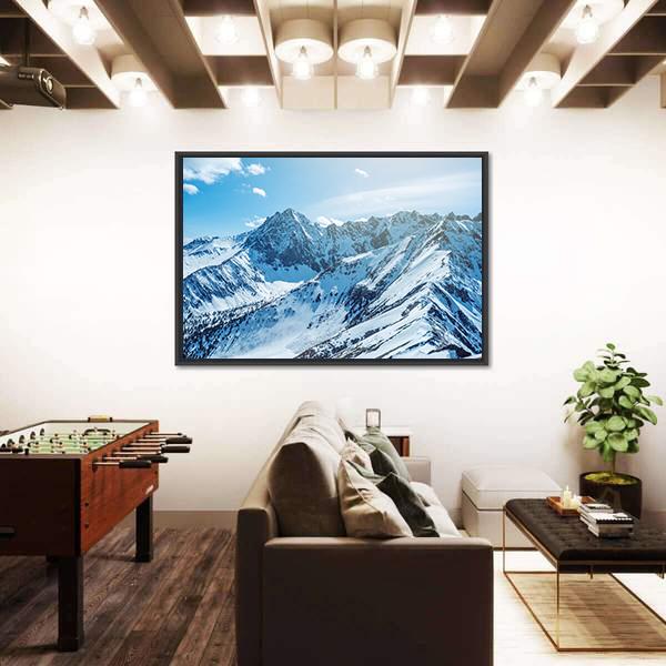 Snow Capped Peaks Of Rocky Mountains Canvas Wall Art-3 Horizontal-Gallery Wrap-25" x 16"-Tiaracle