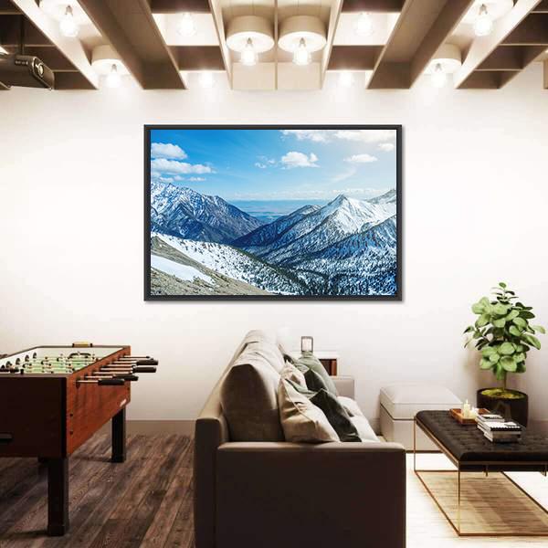 Snow Capped Peaks Of Rocky Mountains Canvas Wall Art-3 Horizontal-Gallery Wrap-25" x 16"-Tiaracle