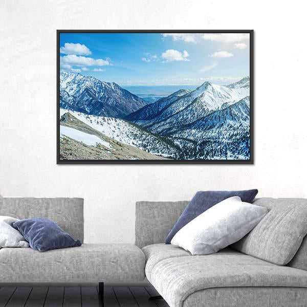 Snow Capped Peaks Of Rocky Mountains Canvas Wall Art-3 Horizontal-Gallery Wrap-25" x 16"-Tiaracle