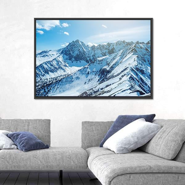 Snow Capped Peaks Of Rocky Mountains Canvas Wall Art-3 Horizontal-Gallery Wrap-25" x 16"-Tiaracle