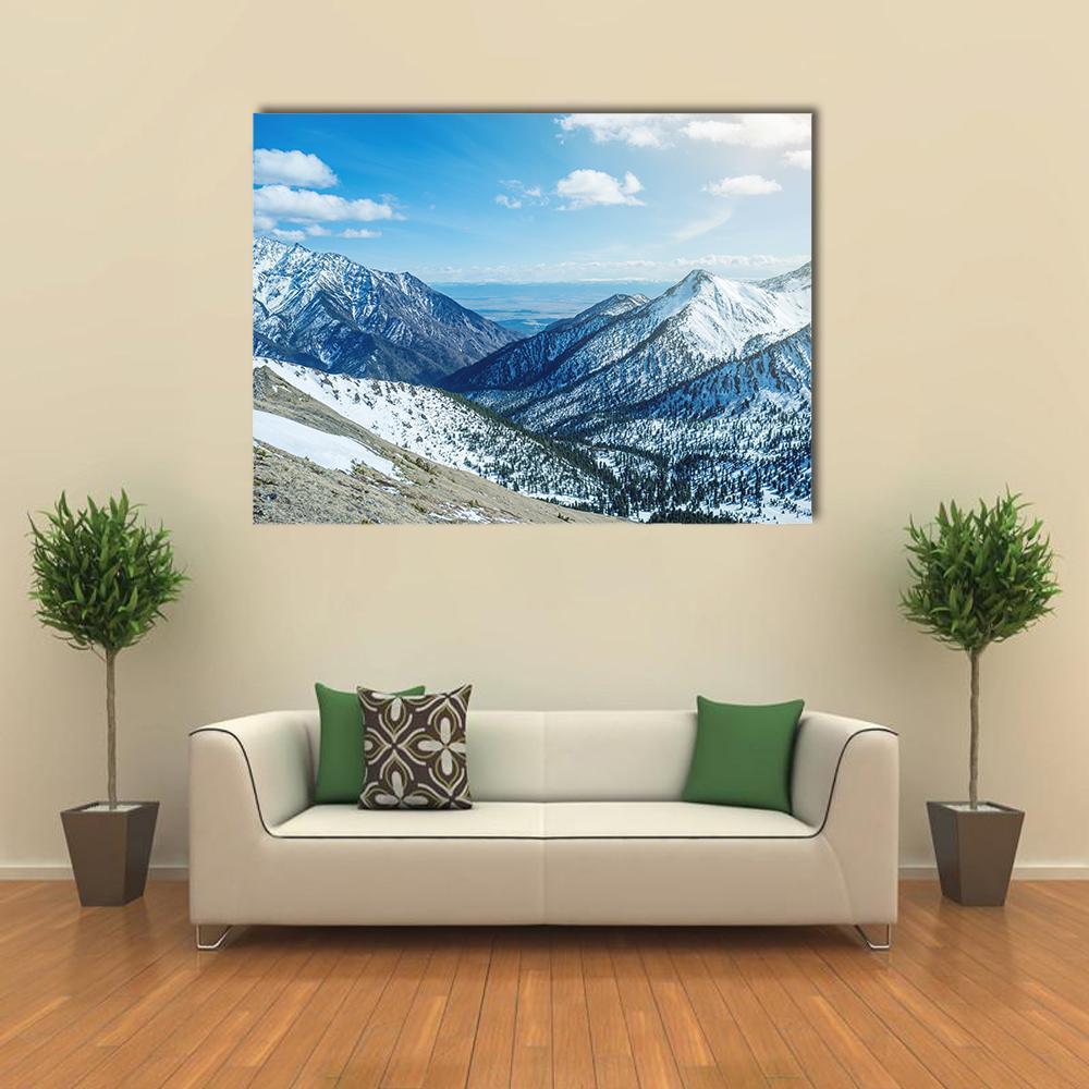 Snow Capped Peaks Of Rocky Mountains Canvas Wall Art-1 Piece-Gallery Wrap-48" x 32"-Tiaracle
