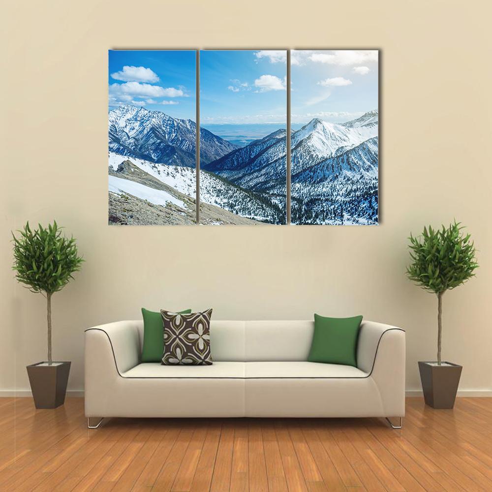 Snow Capped Peaks Of Rocky Mountains Canvas Wall Art-3 Horizontal-Gallery Wrap-37" x 24"-Tiaracle