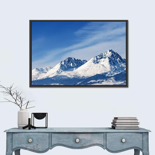 Snow Capped Summit Of Tatry Canvas Wall Art-1 Piece-Floating Frame-24" x 16"-Tiaracle