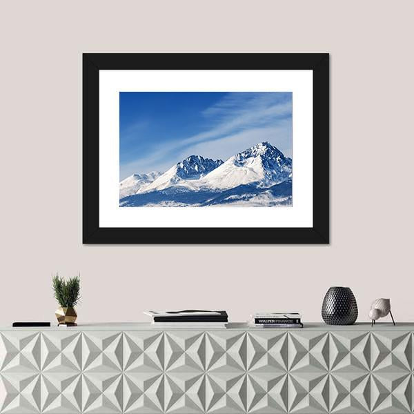 Snow Capped Summit Of Tatry Canvas Wall Art-1 Piece-Framed Print-20" x 16"-Tiaracle