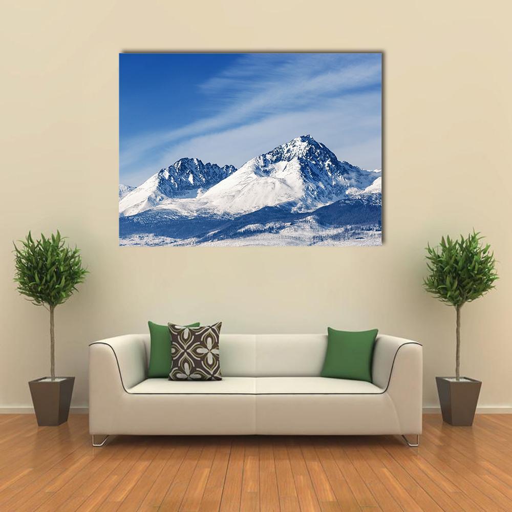 Snow Capped Summit Of Tatry Canvas Wall Art-1 Piece-Gallery Wrap-48" x 32"-Tiaracle