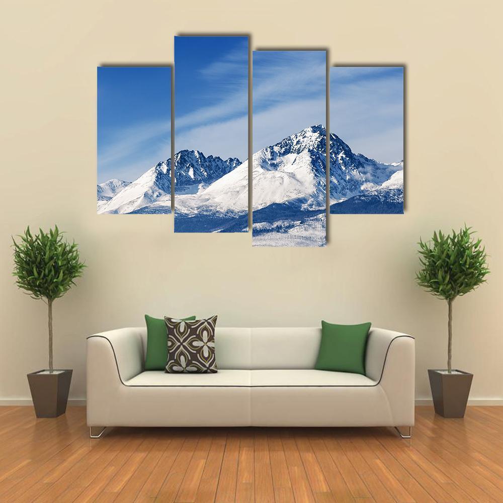 Snow Capped Summit Of Tatry Canvas Wall Art-4 Pop-Gallery Wrap-50" x 32"-Tiaracle