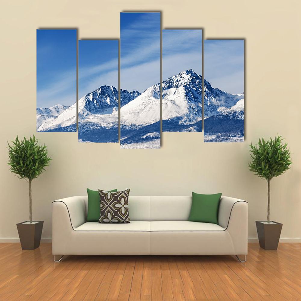 Snow Capped Summit Of Tatry Canvas Wall Art-5 Pop-Gallery Wrap-47" x 32"-Tiaracle