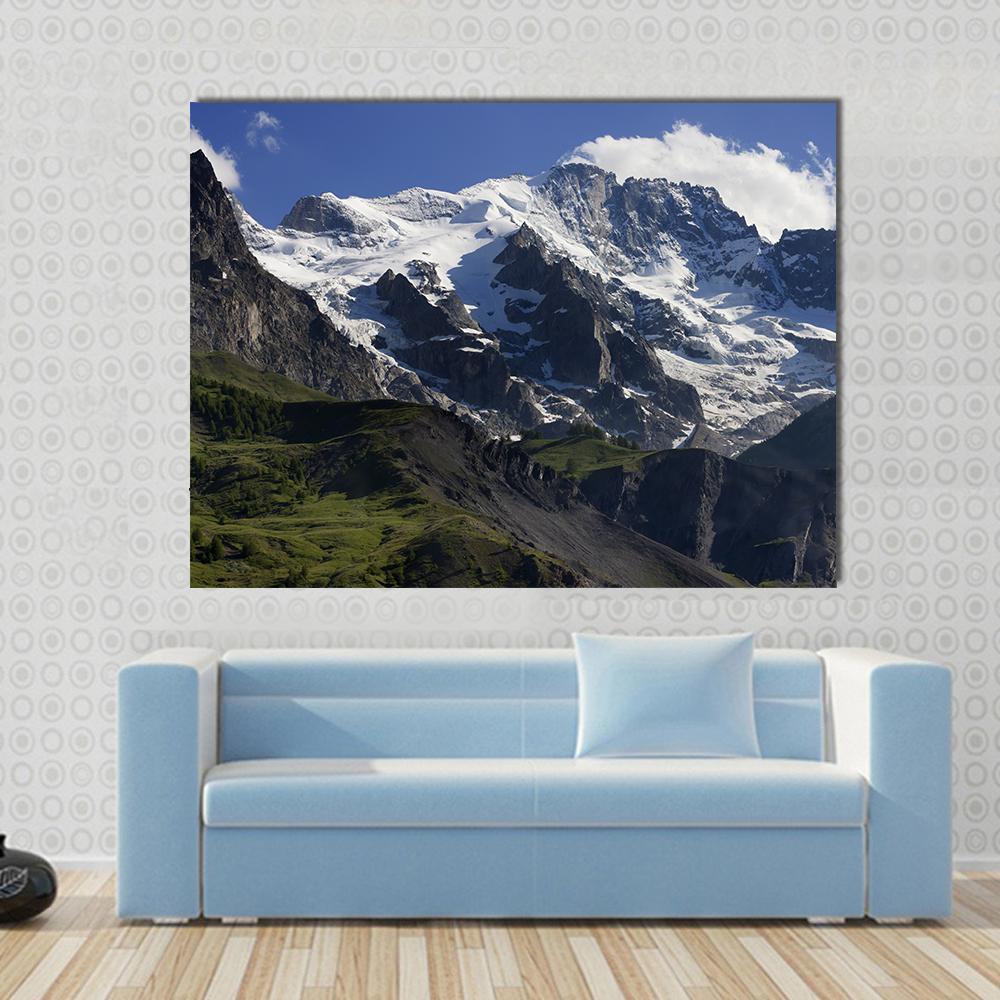 Snow Cover On The Mountain Landscape France Canvas Wall Art-1 Piece-Gallery Wrap-48" x 32"-Tiaracle