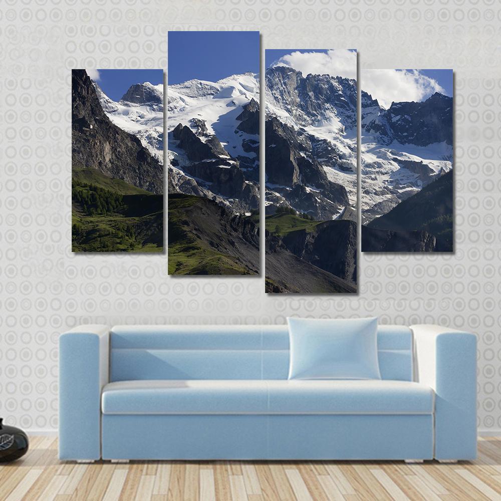Snow Cover On The Mountain Landscape France Canvas Wall Art-4 Pop-Gallery Wrap-50" x 32"-Tiaracle